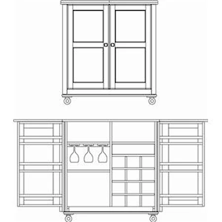 Flip Top Bar with Castered Feet